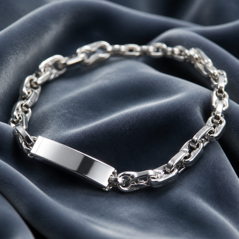 Bracciale Uomo a Catena con Piastrina in Acciaio Inox 316L
