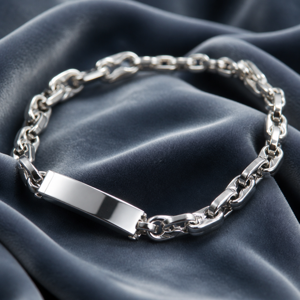 Bracciale Uomo a Catena con Piastrina in Acciaio Inox 316L