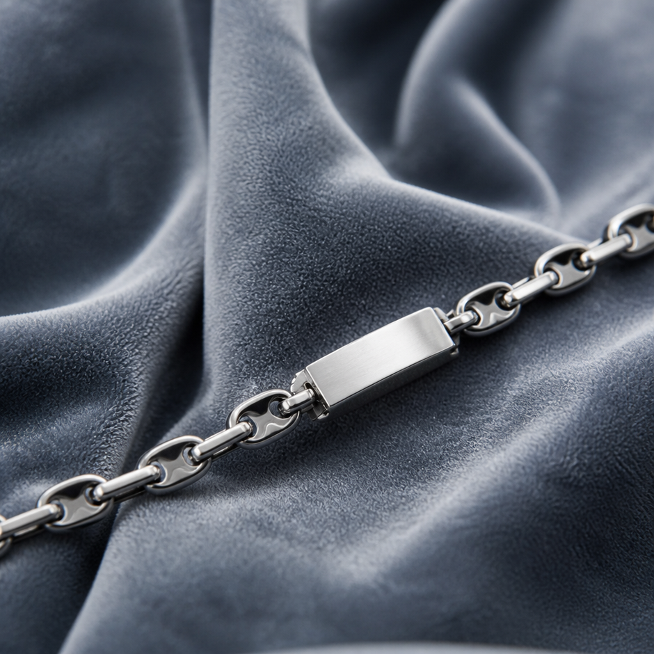 Bracciale Uomo a Catena con Piastrina in Acciaio Inox 316L