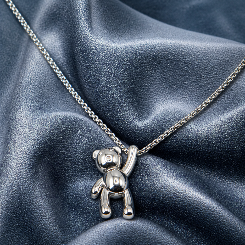 Collana con Pendente a Orsetto in Acciaio Inox 316L
