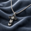 Collana Uomo con Ciondolo Croce Geometrica in Acciaio Inox 316L
