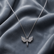 Collana con Pendente a Ali d'Angelo in Acciaio Inox 316L e Zirconi