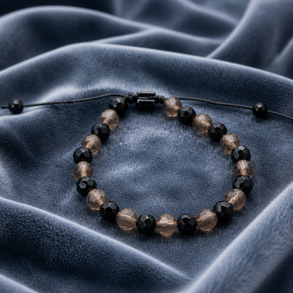 Set di 3 Bracciali Uomo in Cuoio, Legno e Perline in Pietra