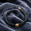 Set di 3 Bracciali Uomo in Cuoio, Legno e Perline in Pietra
