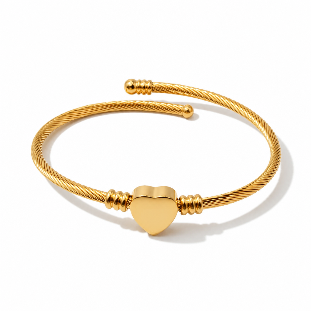 Bracciale Intrecciato con Cuore in Acciaio Inossidabile
