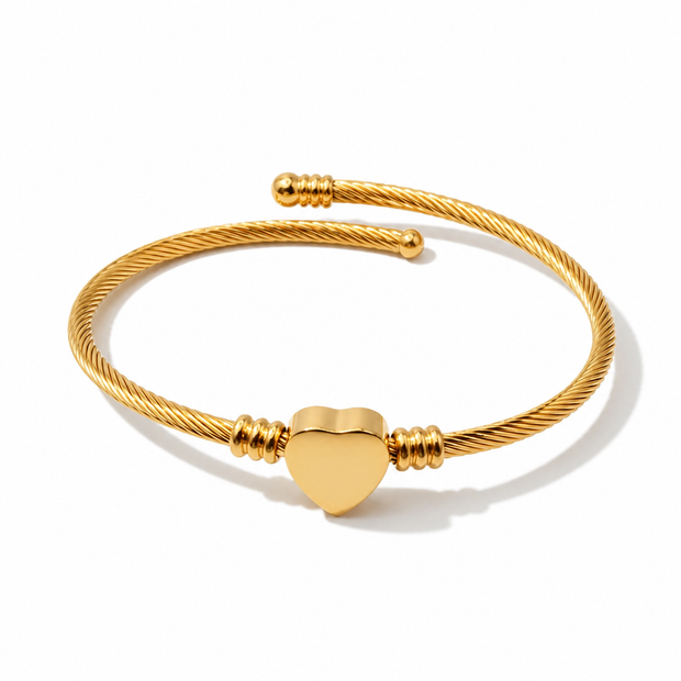 Bracciale Intrecciato con Cuore in Acciaio Inossidabile