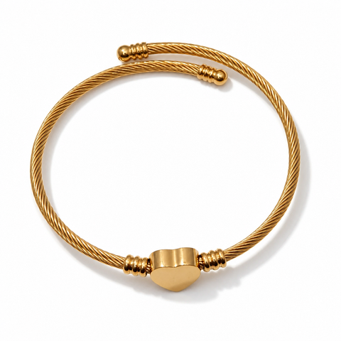 Bracciale Intrecciato con Cuore in Acciaio Inossidabile