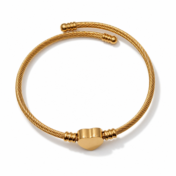 Bracciale Intrecciato con Cuore in Acciaio Inossidabile