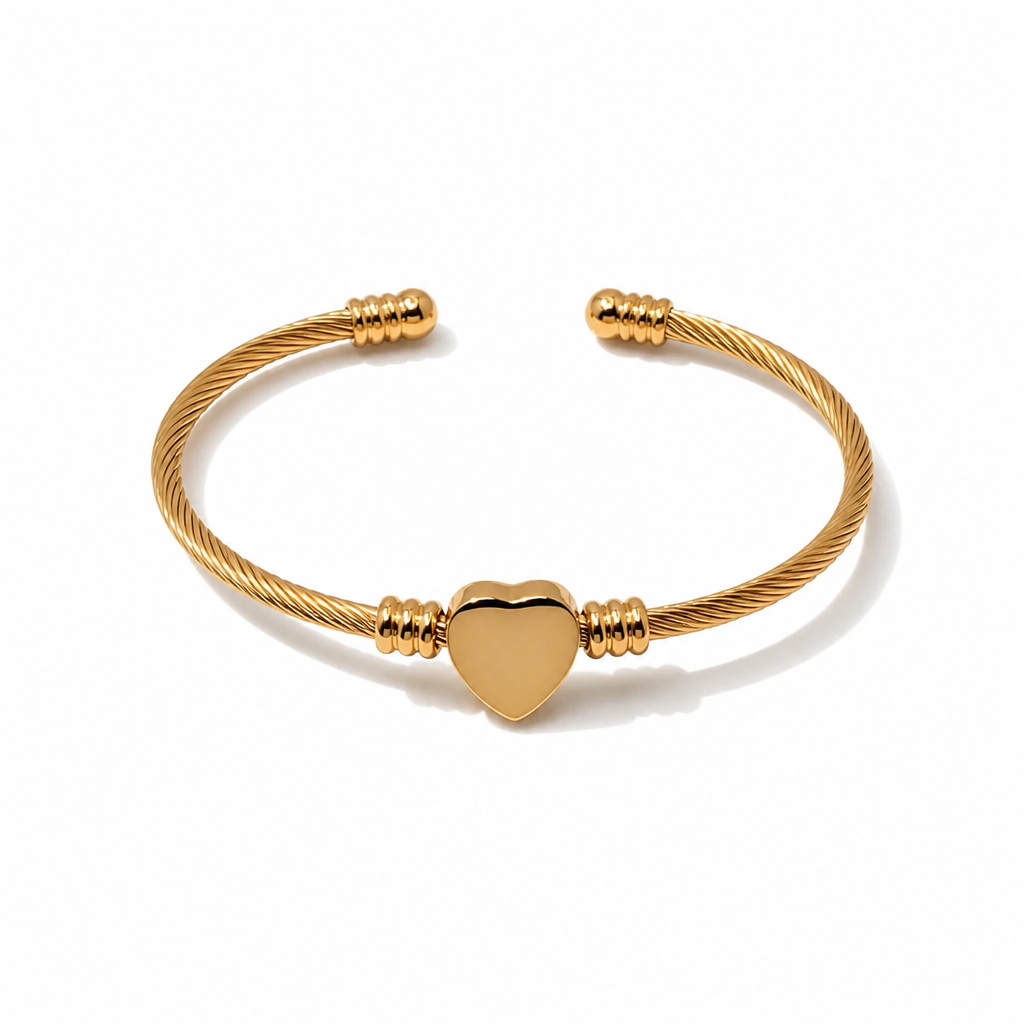 Bracciale Intrecciato con Cuore in Acciaio Inossidabile