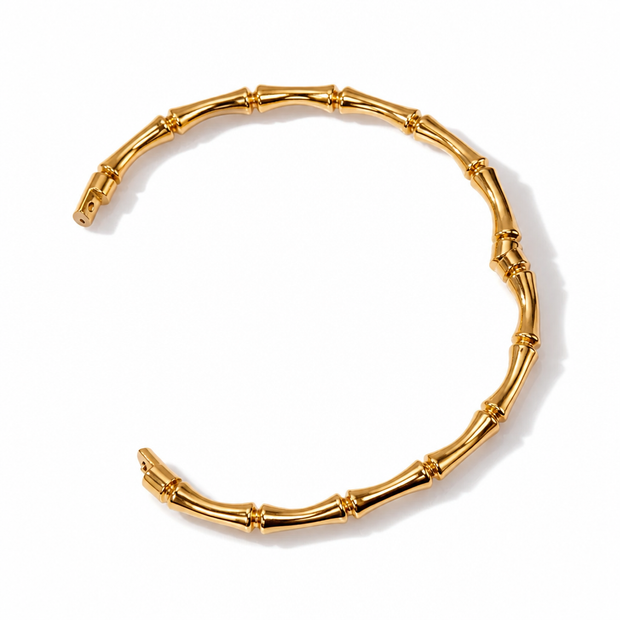 Bracciale Rigido "Golden Bamboo" in Acciaio Inossidabile