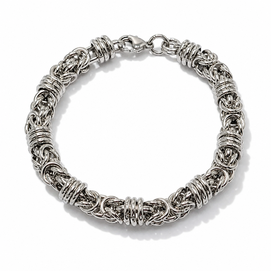 Bracciale Uomo a Maglia Bizantina in Acciaio Inossidabile