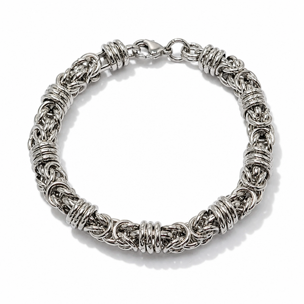Bracciale Uomo a Maglia Bizantina in Acciaio Inossidabile