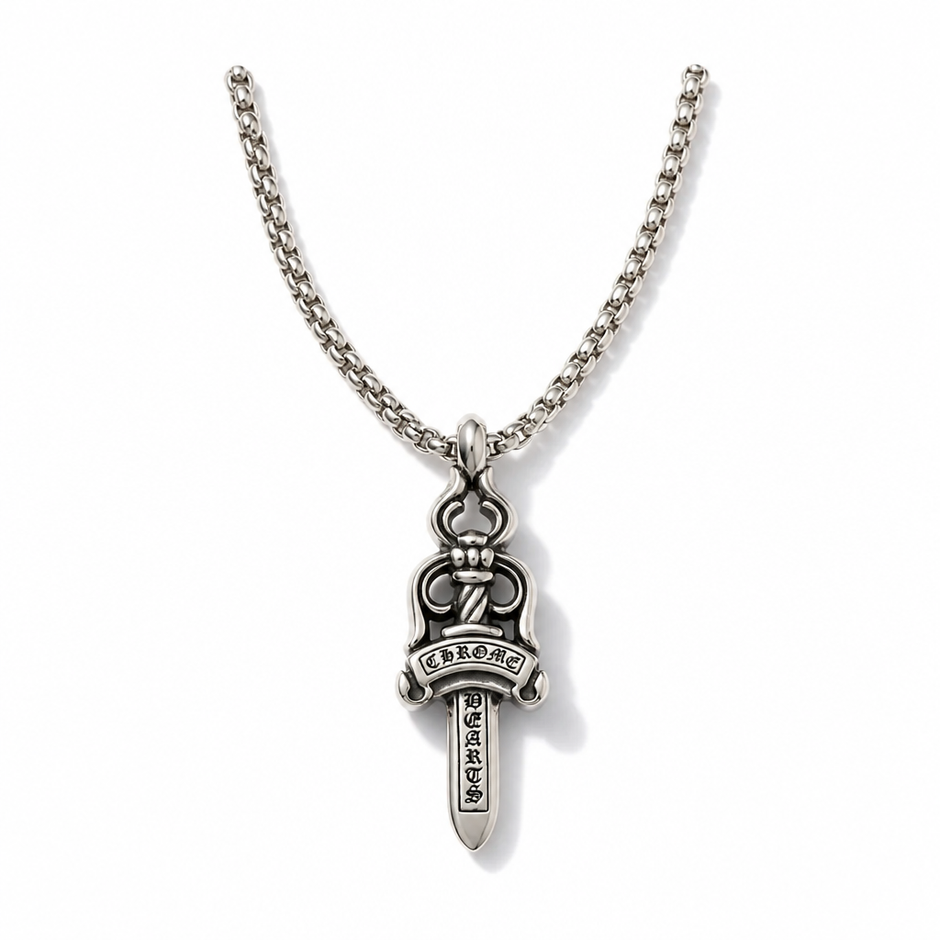 Collana  in Acciaio Inossidabile con Pendente Pugnale Gotico
