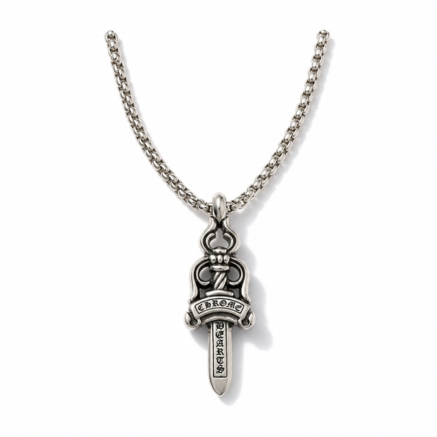 Collana  in Acciaio Inossidabile con Pendente Pugnale Gotico