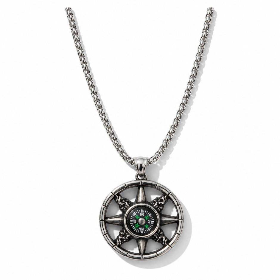 Collana in Acciaio Inossidabile con Pendente Bussola
