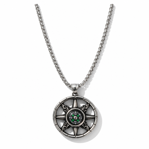 Collana in Acciaio Inossidabile con Pendente Bussola