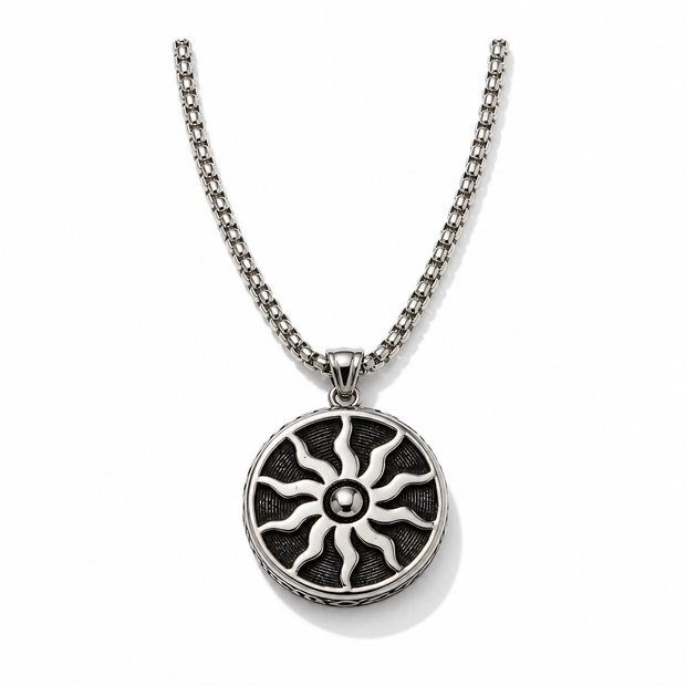 Collana in Acciaio Inossidabile con Pendente Sole a Raggiera