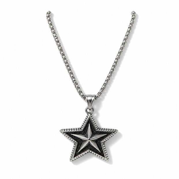 Collana Uomo in Acciaio Inossidabile con Pendente a Forma di Stella