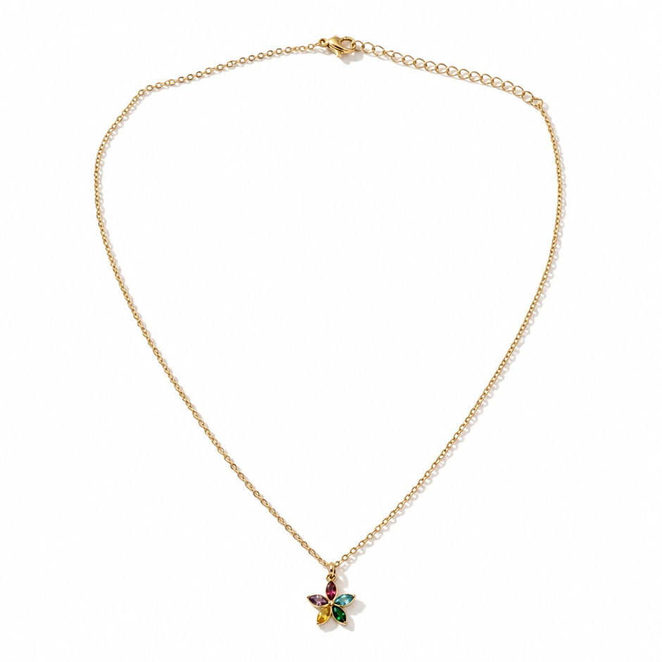 Collana "Fiore Multicolore" con Strass