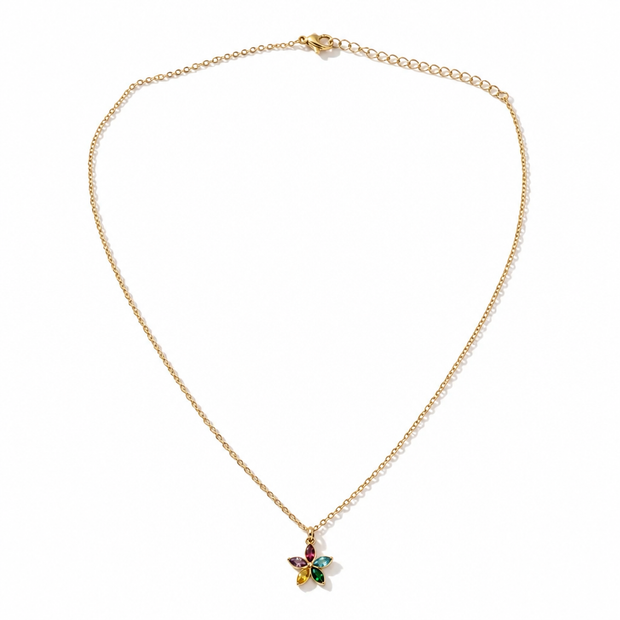 Collana "Fiore Multicolore" con Strass