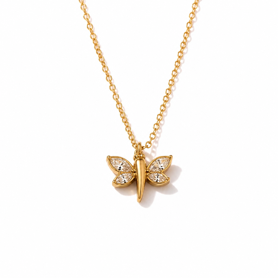 Collana "Libellula Dorata" con Strass