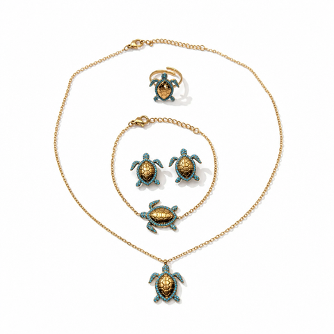 Set Completo "Oceano" - Parure Tartaruga Marina (Collana, Bracciale, Anello, Orecchini)