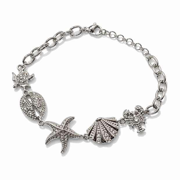 Set Parure "Cristalli di Mare" - Bracciale e Orecchini con Charms Marini