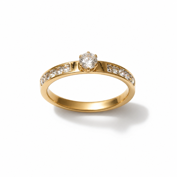 Anello Solitario "Brilliant Promise" con Cristalli in Acciaio Inossidabile