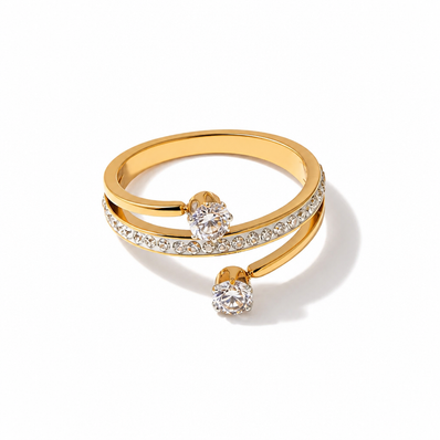 Anello "Starlight" a Tripla Fascia con Cristalli in Acciaio Inossidabile