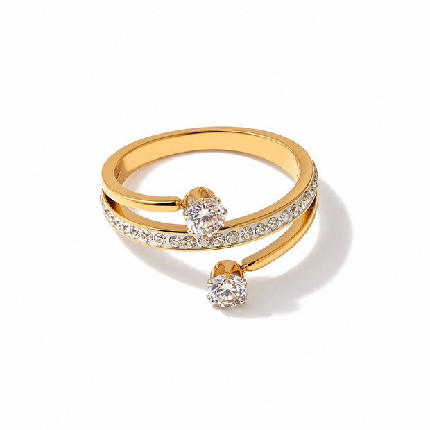Anello "Starlight" a Tripla Fascia con Cristalli in Acciaio Inossidabile